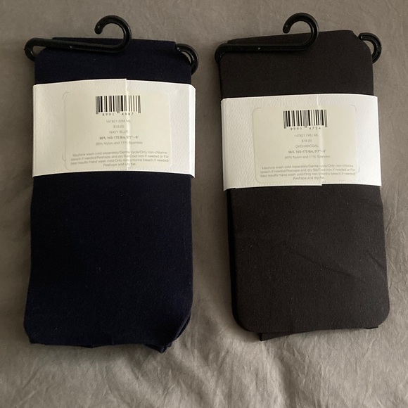 J. Jill Womens Solid Microfiber Tights (set of 2) - Dark Charcoal and Navy Blue - Picture 2 of 6